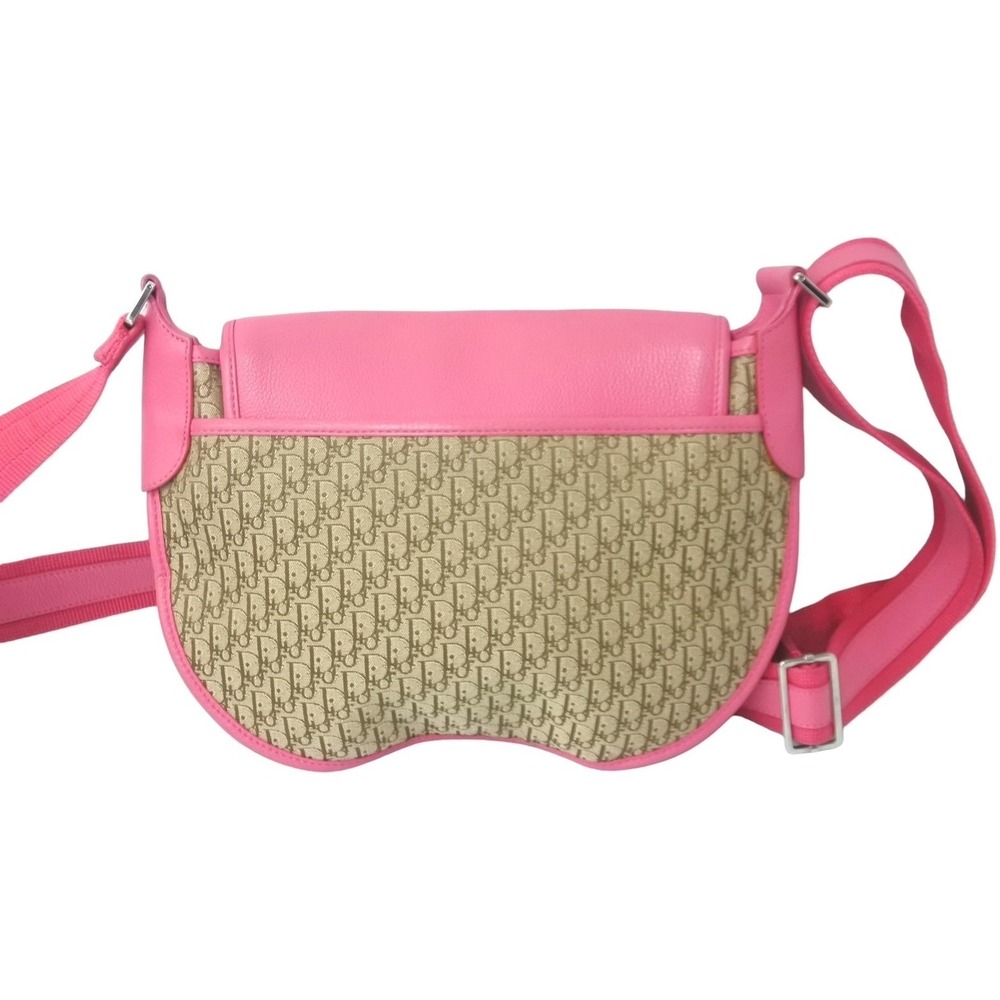 Christian Dior Trotter Shoulder Bag Canvas Leather Pink Brown - Picture 4 of 10